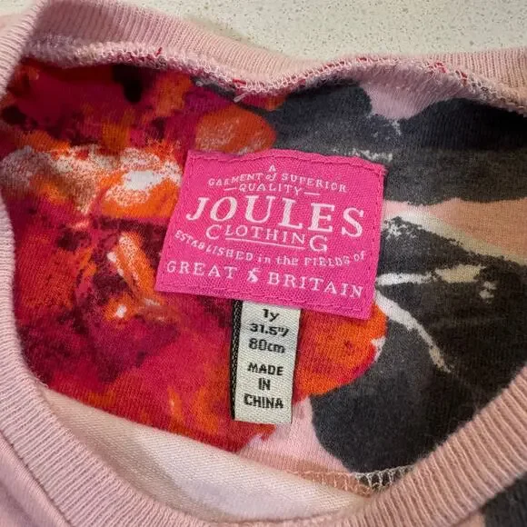 Joules Baby Girl 1Y Pink/Red Floral Dress - Picture 3 of 6